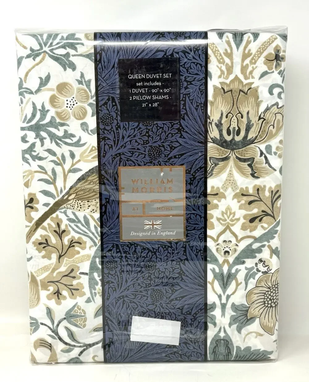 William Morris Strawberry Thief Queen Duvet Cover Set Hessian Teal Blue Grn